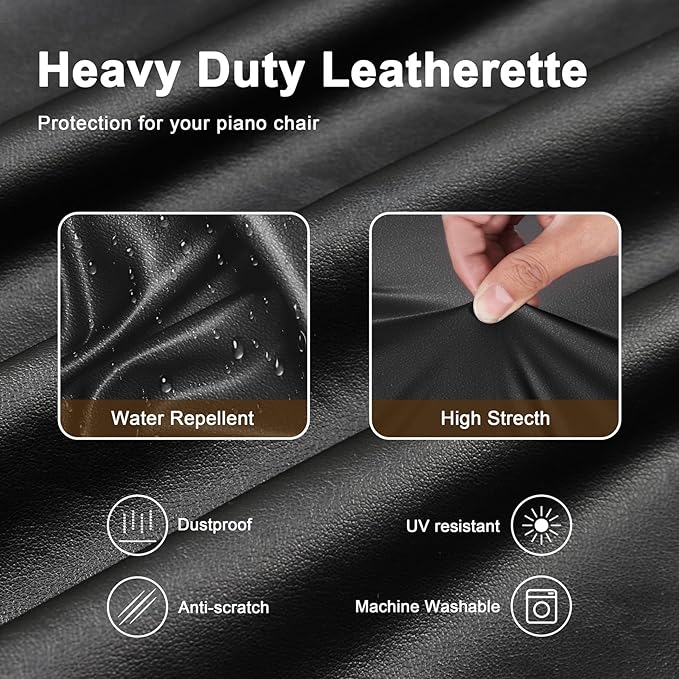 Explore Land Premium Piano Keyboard Dust Cover with Music Stand Opening - Stretchy Leather Protector for 61-88 Keys Digital Electronic Piano (Black,88)