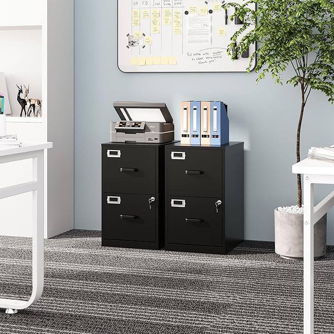 Fesbos 2 Drawers File Cabinet Metal Vertical Filing Cabinets Metal Lockable Storage Cabinets with Lock for Home Office to Hanging Files