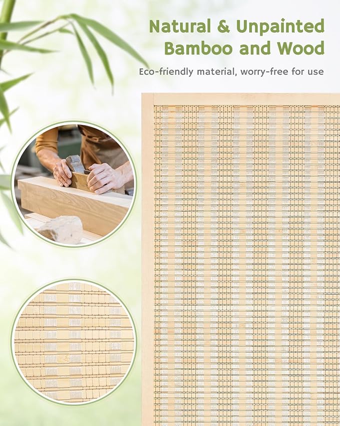 JOSTYLE Room Divider Folding Privacy Screen, 5 Panel Room Dividers 6 ft. Tall Bamboo Partition Wall Separation Dividers Freestanding, 70.9" H x 99" W