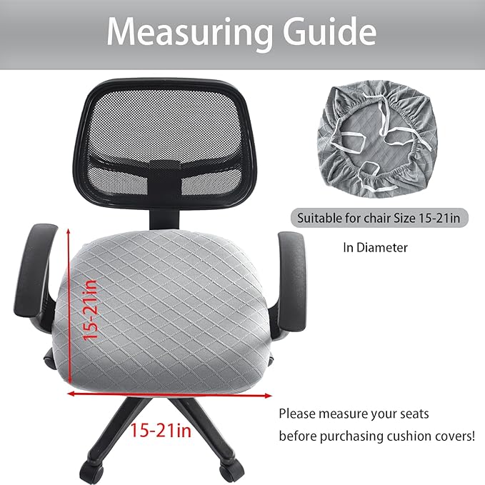 Stretch Jacquard Office Chair Cover, Removable Washable Desk Chair Cover, Anti-dust Seat Cushion Protectors - Grey
