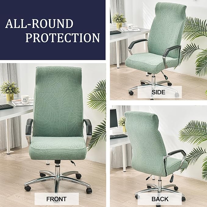 Stretch Office Chair Cover with Zipper Printed Computer Chair Cover for Armrest Chair Universal Removable Spandex Rotating Boss Chair Slipcovers Soft Desk Chair Seat Protector for Dogs, Cats (L, 56)