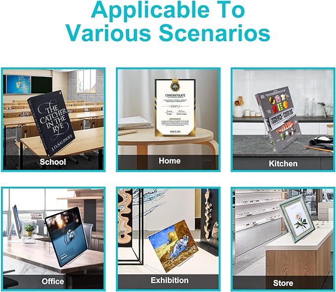 Boloyo Acrylic Book Stand Without Ledge,6 Inch 6PC Clear Acrylic Display Easel Transparent Display Stand Holder Tablet Holder for Displaying Pictures,Books,Artworks, CDs