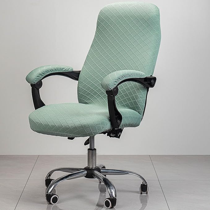 Melaluxe Office Chair Cover with Armrest Covers， Universal Stretch Desk Chair Cover, Computer Chair Slipcovers (Size: L) - Matcha