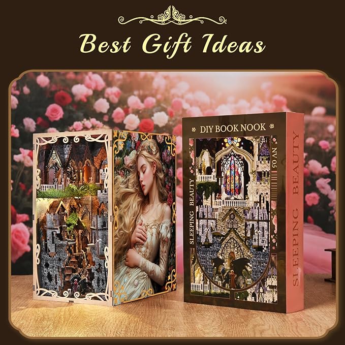 MiniCity Book Nook Kit, DIY Scene Miniature House Kit Tiny House Mini Booknook Craft Bookshelf Decor, 3D Puzzles for Adults, Scale Model Building for Book Lovers (Sleeping Beauty)