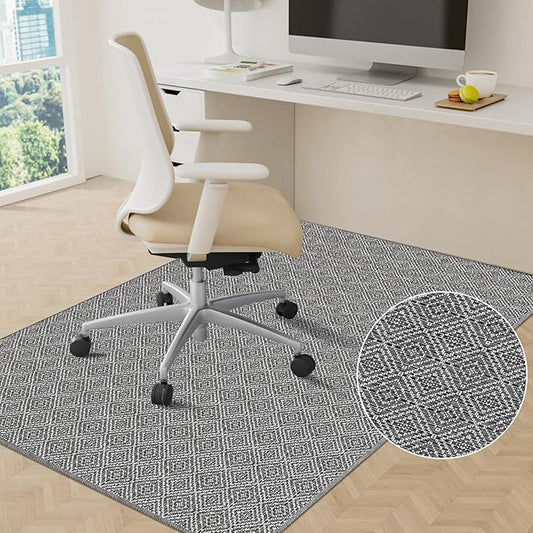 KMAT Office Chair Mat, 45x53in Heavy Duty Hardwood/Tile Floor Protector, Floor Mat Computer Desk Mat for Rolling Chairs, Work, Study, Office, Grey