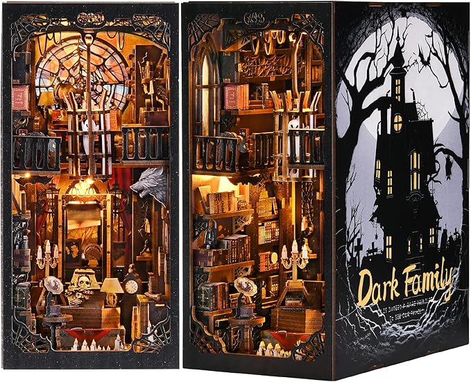 Book Nook Kit, Book Nook Kits for Adults DIY Booknook Model Build, DIY 3D Wooden Puzzle Bookend Booknook Bookshelf Insert Miniature Dollhouse Kit for Home Decoration