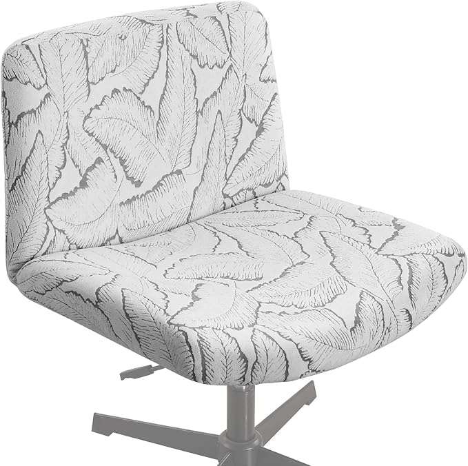 Fuloon Criss Cross Chair Cover, Stretchable, Solid Jacquard, Armless Chair Slipcovers for Office/Desk/Mid Back Wide Seat/Computer/Task/Vanity Chair (Reed -Shaped Jacquard, Grey)