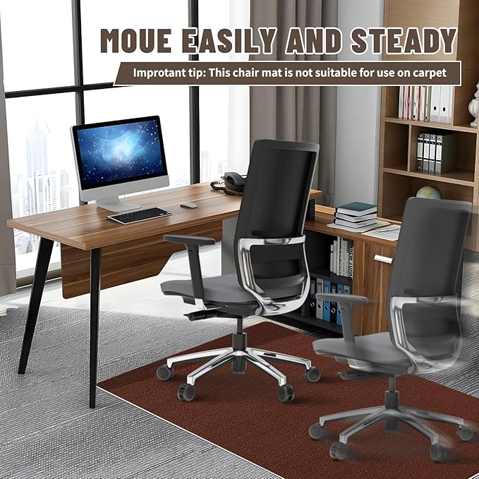 Office Chair Mat - for Hardwood Floors, Large Non-Slip Easy-Clean Floor Protection Blanket (Yellow-Brown, “48 x 36in”).
