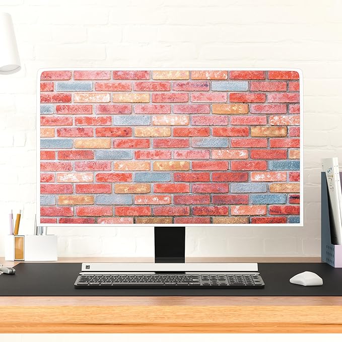 Pink Orange Brick Wall Waterproof Television Covers 45,46,47,48 Inch Weatherproof Dust-Proof Screen TV Cover Anti-Static Anti-Scratch Protective Cover for LCD LED Desktop and Home Hanging TV
