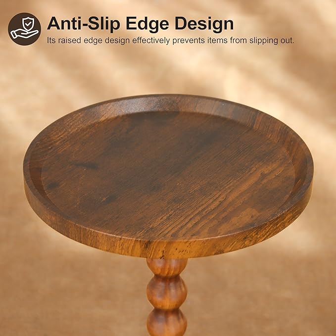 AWASEN Small Side Table, Round End Table for Small Spaces, Round Drink Accent Table Nightstand for Bedroom, Living Room, Corners, Office, Rustic Brown