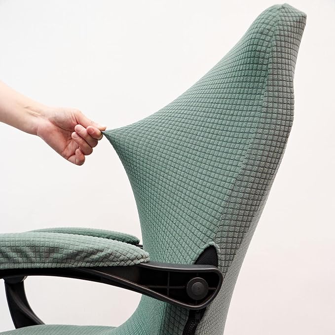 Melaluxe Office Chair Cover with Armrest Covers， Universal Stretch Desk Chair Cover, Computer Chair Slipcovers (Size: L) - Matcha Green