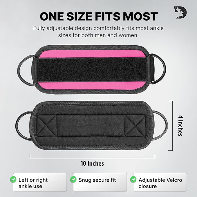 DMoose Fitness Ankle Strap for Cable Machine - One Size Fit with Premium Padding Cuffs, Ankle Bands for Working Out, Booty Workouts, Leg Extension, Hip Abductors, Kickbacks & Lower Body Exercises