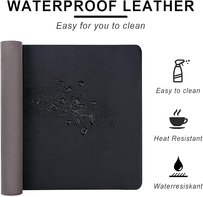 Leather Desk Pad Protector,Non-Slip Desk Pad,on-Slip PU Leather Large Mouse Pad,Easy Clean Desk Protecor Mat,Writing Pad for Office Work/Home/Decor(Eggshell, 35.4" x 17")