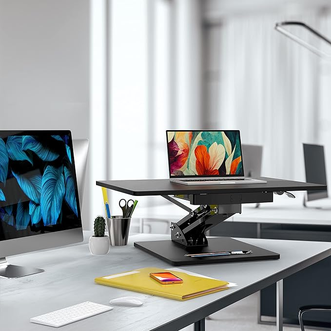 SHW 28" Over Desk Height Adjustable Standing Desk, Black