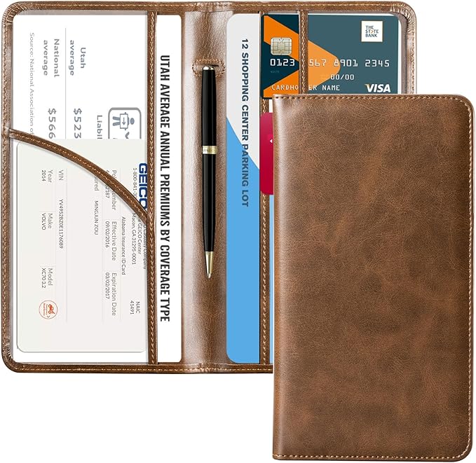 CoBak Car Registration and Insurance Holder - Vehicle Glove Box Car Organizer,Auto Truck Comparment Accessories Case with Magnetic Closure for Driver License,Cards