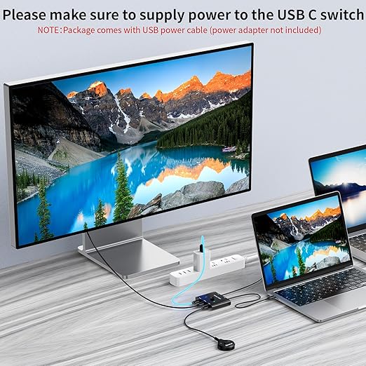 USB C Switch,Bi-Directional USB C Switcher 2 Computers,MLEEDA USB Type C KVM Switch 8K@60Hz 4K@120Hz Video/10Gbps Data Transfer/100W Charging,Compatible with Thunderbolt Device,USB-C Cables Included
