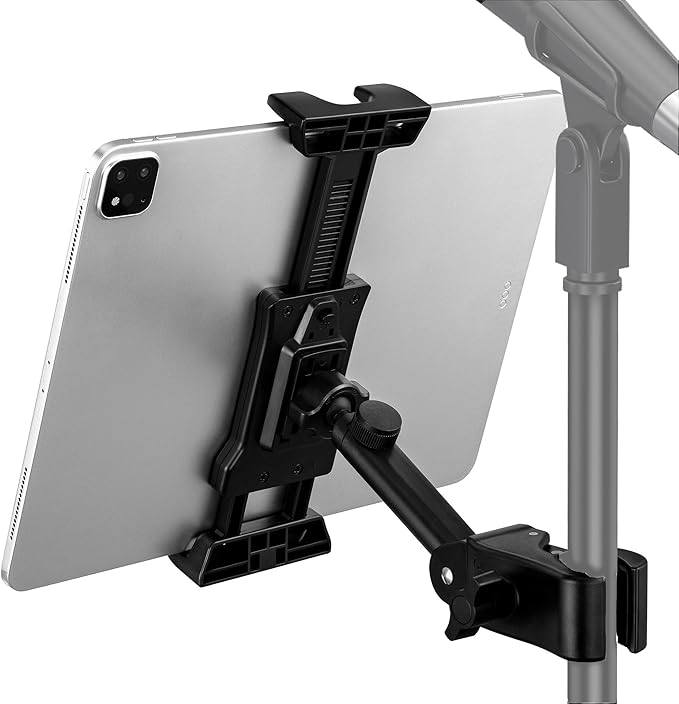 LZSIG Tablet Holder for Mic Stand, Adjustable iPad iPhone Mount for Music Stand - Compatible with Kindle/Android/Smartphones, Fits 4.7 to 13.5-inch Devices
