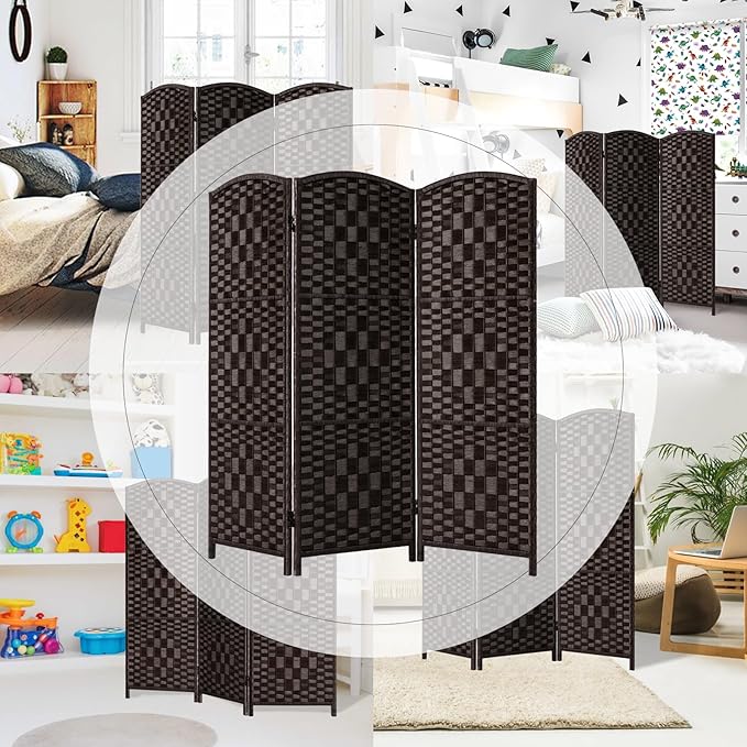 HALLYBEE Small Room Divider, Privacy Screen, Short Room Dividers and Folding Privacy Screens, Foldable Temperary Wall Partitions, 3 Panel Dark Mocha Space Separation Separator