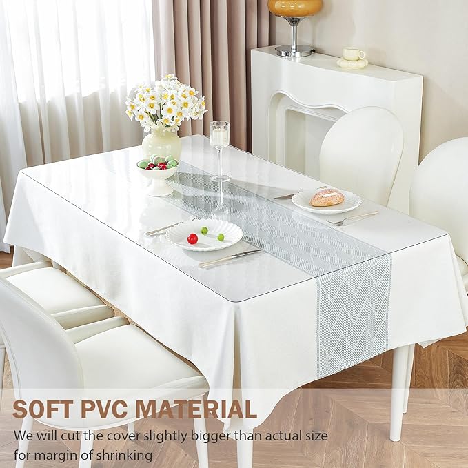 LovePads 1.5mm Thick 38 x 70 Inch Clear Table Cover Protector, Clear Table Protector for Dining Room Table, Plastic Table Protector, Dining Table Cover, Table Pads for Dining Room Table