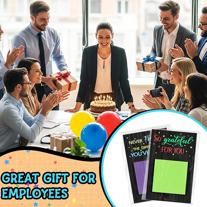 Motipuns 36 Pcs When is Teacher Appreciation Gifts Inspirational Sticky Notes Pad Holder Office Volunteer Thank You Gifts Team Work Sticky Notes OPP Bags for Teacher Nurse Coworker Staff SLP OT Month