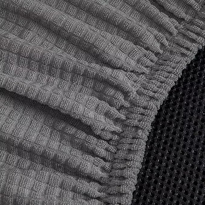 Sunnyway Stretchable Office Chair Seat Cover, Elastic Chair Slipcover with Tie Straps, Dining Chair Slipcover Machine Washable, Fits Seat Size 17.7"-21.7" (Grey)