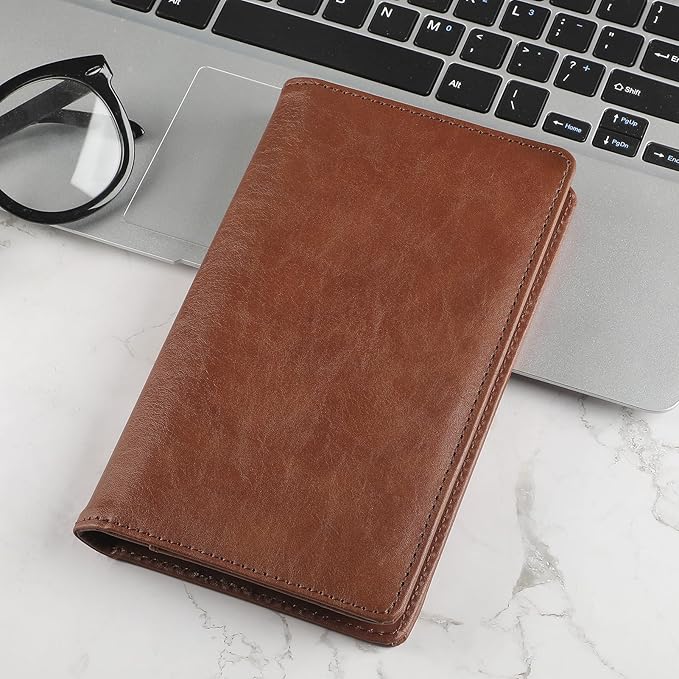 MaxGear Business Card Organizer Book, Holds 240 Cards, Portable PU Leather Business Card Holder with Clear Sleeves, Professional Card Binder for Office, Meetings, Networking, Coffee