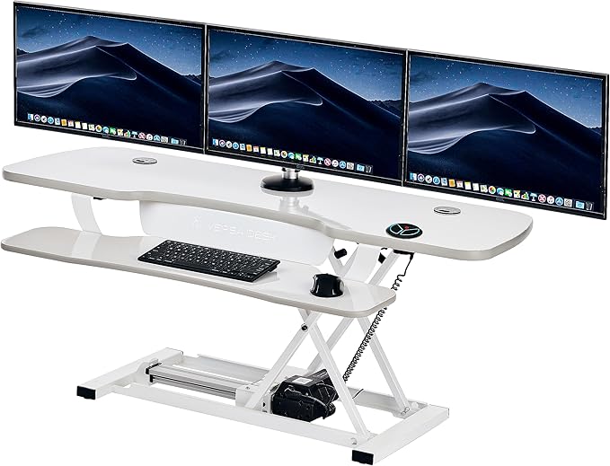 VERSADESK® PowerPro™ 48 Inch Extra Wide Standing Desk Converter, PowerPro™ Electric Height Adjustable Sit to Stand Desk Riser with Keyboard Tray, Build-in USB Charging Outlet, Hold 80 lbs, (48",