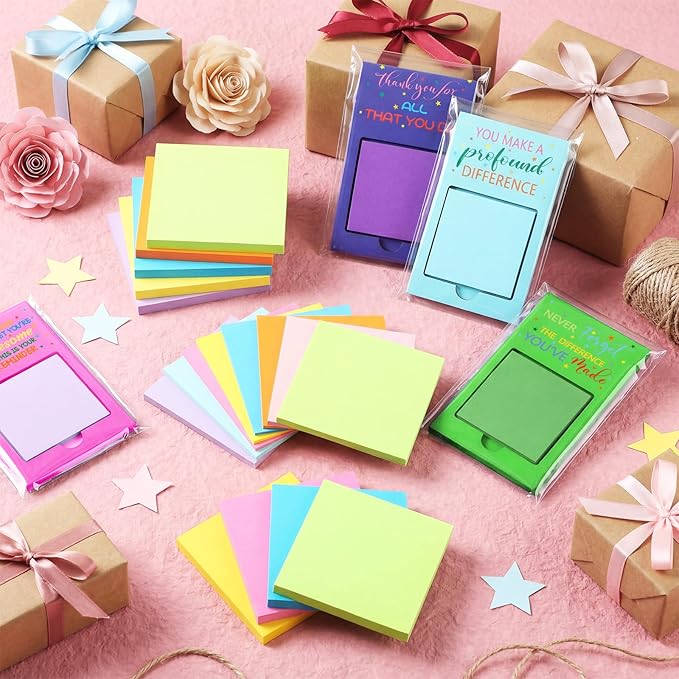 Motipuns 72 Pcs 2026 Teacher Appreciation Week Gifts Inspirational Sticky Notes Holder Office Employee Thank You Gifts Team Work Sticky Notes Opp Bag for Nurse Coworker Staff CNA Week Speech Therapist