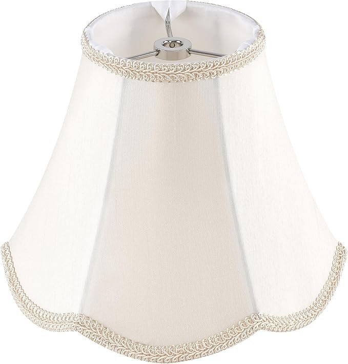 GOSO 4"×8" × 6.4" Spider Small Scalloped Lamp Shades Cream Modern, Replacement Lampshades for Table Lamps/Wall Lamp & Chandelier, Natural Faux Silk Shade for Bedroom/Dining Room (2 Pack)