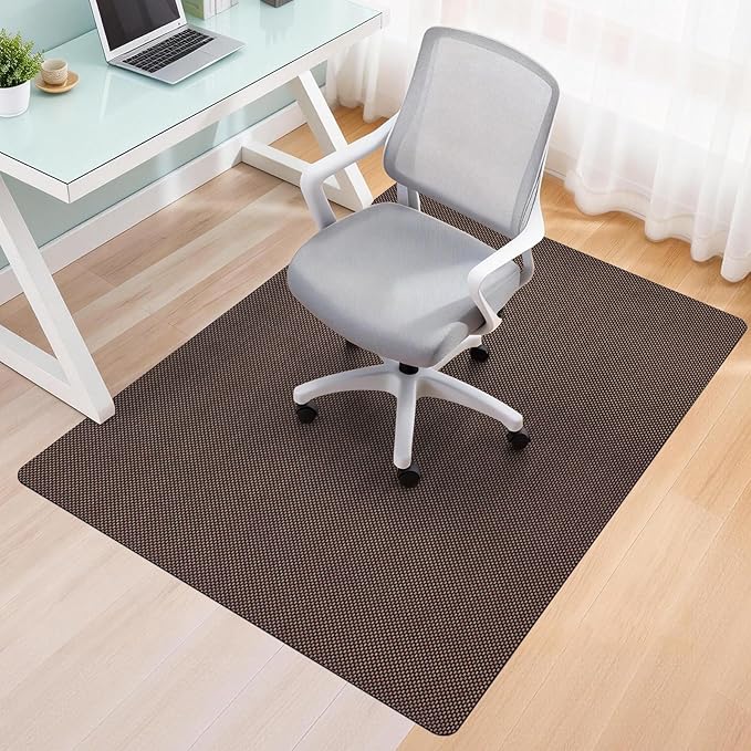 Office Chair Mat for Hard Floors,48"x60" Anti-Slip Waterproof Hardwood Floor Chair Mat,Heavy Duty Floor Protector Rolling Chairs for Home Office(Coffee)