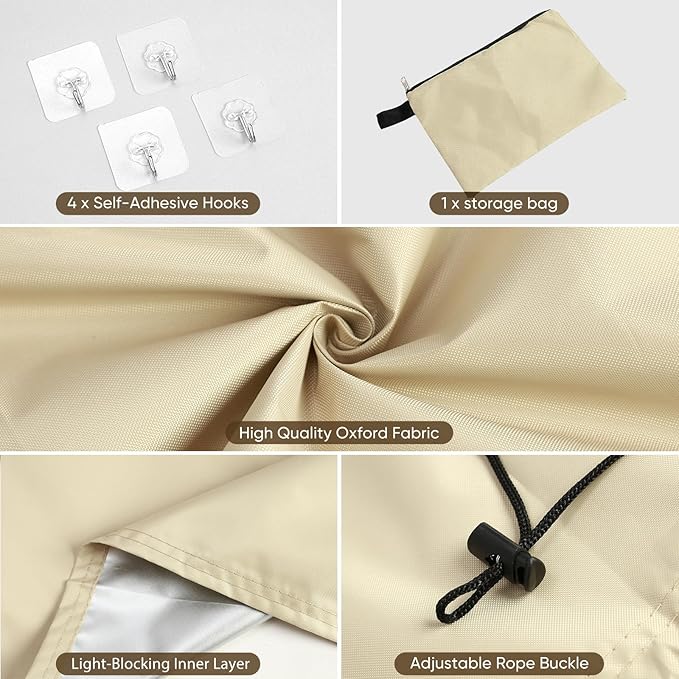 40" W x 48" H Cubicle Curtain for Office Privacy Curtains for Room Divider Door, Desk Shade for Cubicle to Block Ligh, Temporary Door for a Room Privacy, 1Pcs with 4 Hook, Beige