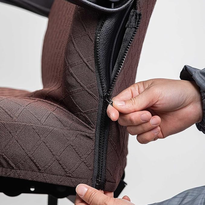 Melaluxe Office Chair Cover with Armrest Covers， Universal Stretch Desk Chair Cover, Computer Chair Slipcovers (Size: L) - Dark Coffee