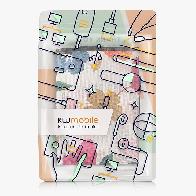 kwmobile Dust Cover for 27-28" monitor - Linen Monitor Protector with Design - Colorful Flowers Dark Pink/Dark Blue/Cream
