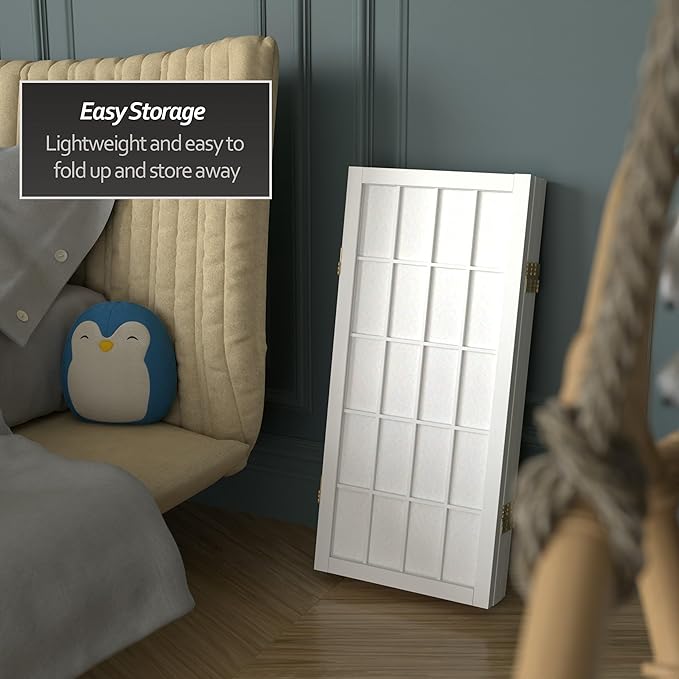 2 ft. Short Desktop Window Pane Shoji Screen - White - 4 Panels