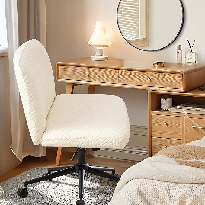Criss Cross Chair Cover Armless Beige Jacquard Accent Chair Slipcover Stretch Mid-Back Wide Seat Accent Chair Covers Washable