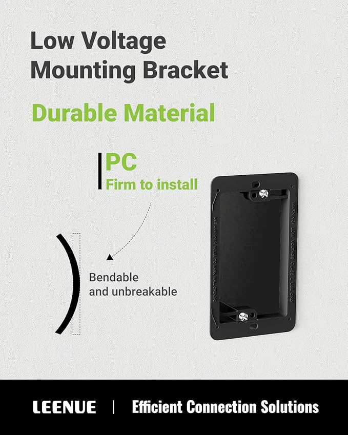 6 Pack Low Voltage Mounting Bracket 1 Gang for Single Gang Wall Plate, Low Voltage Box for Old Work, Telephone Wires, Network Cable, HDMI, Coaxial, Speaker Wire, Black