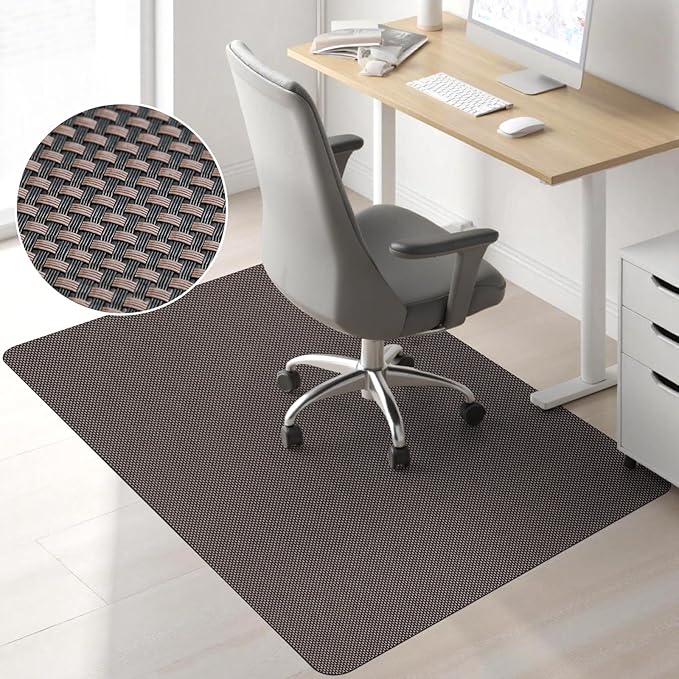 Sycoodeal Chair Mat, 48" x 60" Office Chair Mat for Hardwood and Tile Floor, Heavy Duty Floor Protector for Rolling Chairs, Non-Slip,Computer Mat for Home Office(Coffee)