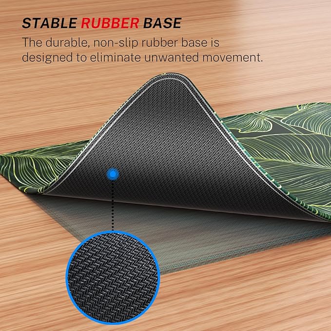MROCO Mouse Pad [30% Larger] with Anti-Fray Stitched Edges, Premium-Textured Waterproof Surface, Non-Slip Rubber Base, Computer & Gaming Mouse Mat for Laptop, Office & Home, 8.5 x 11 in, Green Leaves