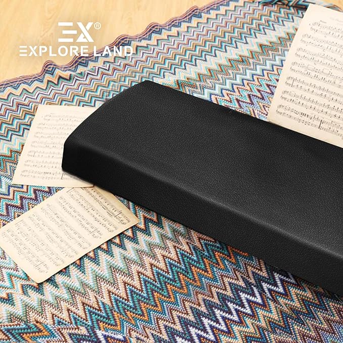 Explore Land Premium Piano Keyboard Dust Cover with Music Stand Opening - Stretchy Leather Protector for 61-88 Keys Digital Electronic Piano (Black,88)