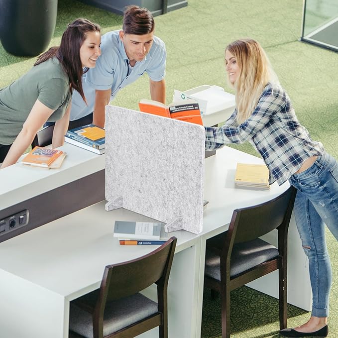 DOLLAR BOSS 4PCS Acoustic Desk Dividers 24" x 20", Soundproof Freestanding Privacy Panels for Table, Noise Reducing Desktop Partition for Office, Home, Classroom with 20 Pushpins, Light Grey