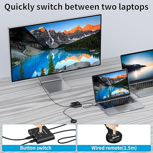 USB C Switch,Bi-Directional USB C Switcher 2 Computers,MLEEDA USB Type C KVM Switch 8K@60Hz 4K@120Hz Video/10Gbps Data Transfer/100W Charging,Compatible with Thunderbolt Device,USB-C Cables Included