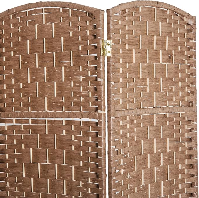 HOMCOM Room Divider 6 Panel, 6FT Tall Folding Privacy Screen, Freestanding Hand-Woven Partition for Room Separation with 360° Hinges, Paper Rope Diamond Weave, Natural