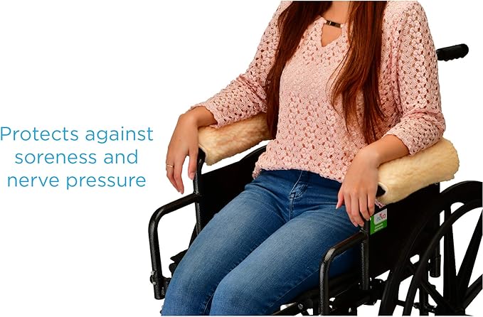 Nova Sheepskin Fleece Armrest Covers for Wheelchairs, Transport Chairs & Arm Chairs, Universal Fit, Washable, One Pair