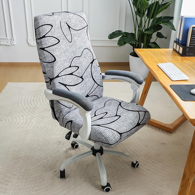FORCHEER Patterned Large Office Chair Cover Stretch Printed Computer Armchair Slipcover for Desk Chair, Mesh Chair 1 Piece Washable Removable