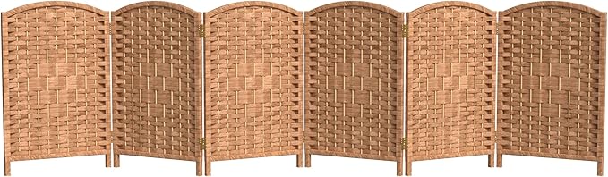 Red Lantern 2 ft. Short Diamond Weave Fiber Folding Screen - Natural - 6 Panel