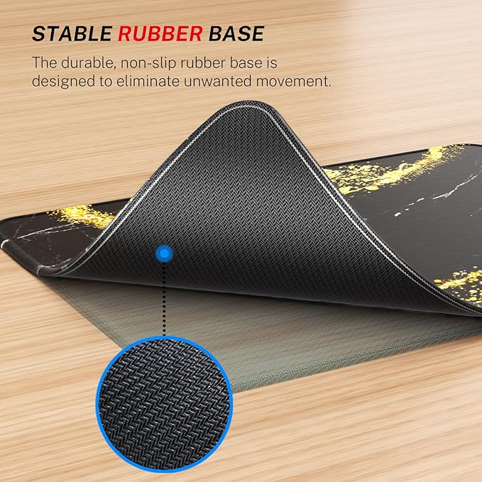 MROCO Mouse Pad [30% Larger] with Anti-Fray Stitched Edges, Premium-Textured Waterproof Surface, Non-Slip Rubber Base, Computer & Gaming Mouse Mat for Laptop, Office & Home, 8.5 x 11 in, Black Gold
