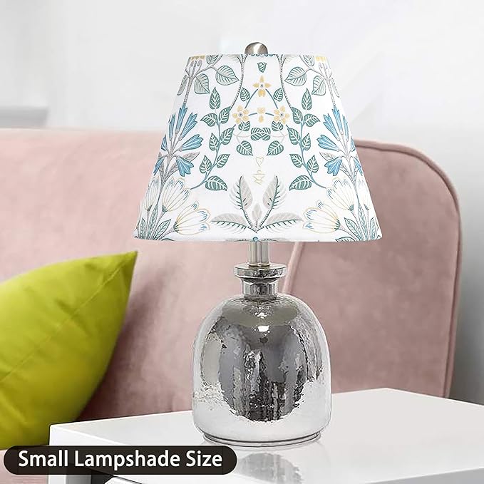 GO&SO 9" Lamp Shades Set of 2 Mini Small,Printed Floral Lampshades for Table Lamps,Wall Lamps, 5" Top × 9" Bottom × 6.4" High Spider Modern Art Deco Lampshade Replac (Clip Lamp Adapter Not Included)