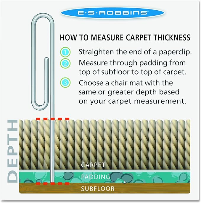 ES Robbins Chair Mat for Medium Pile Carpet, Rectangular, 46 x 60, Clear
