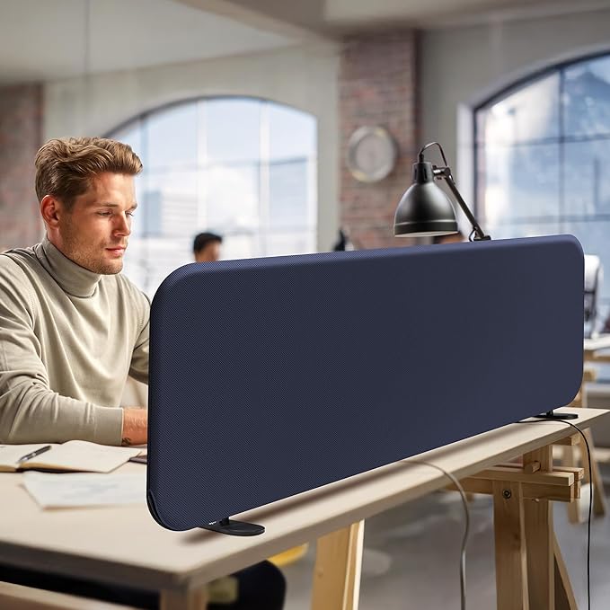 DECOLAB Desk Divider, Portable Privacy Panel for Office, Classroom, Freestanding, Scratch-Resistant, 48"x18", Cobalt