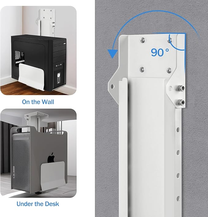 Heavy Duty Computer Wall Mount PC Case - Upgraded, Also Great for PC Mount Under Desk - Height Adjustable from 11" to 21", Width Adjustable from 5.5" to 9.8", Computer Tower Under Desk Home Office